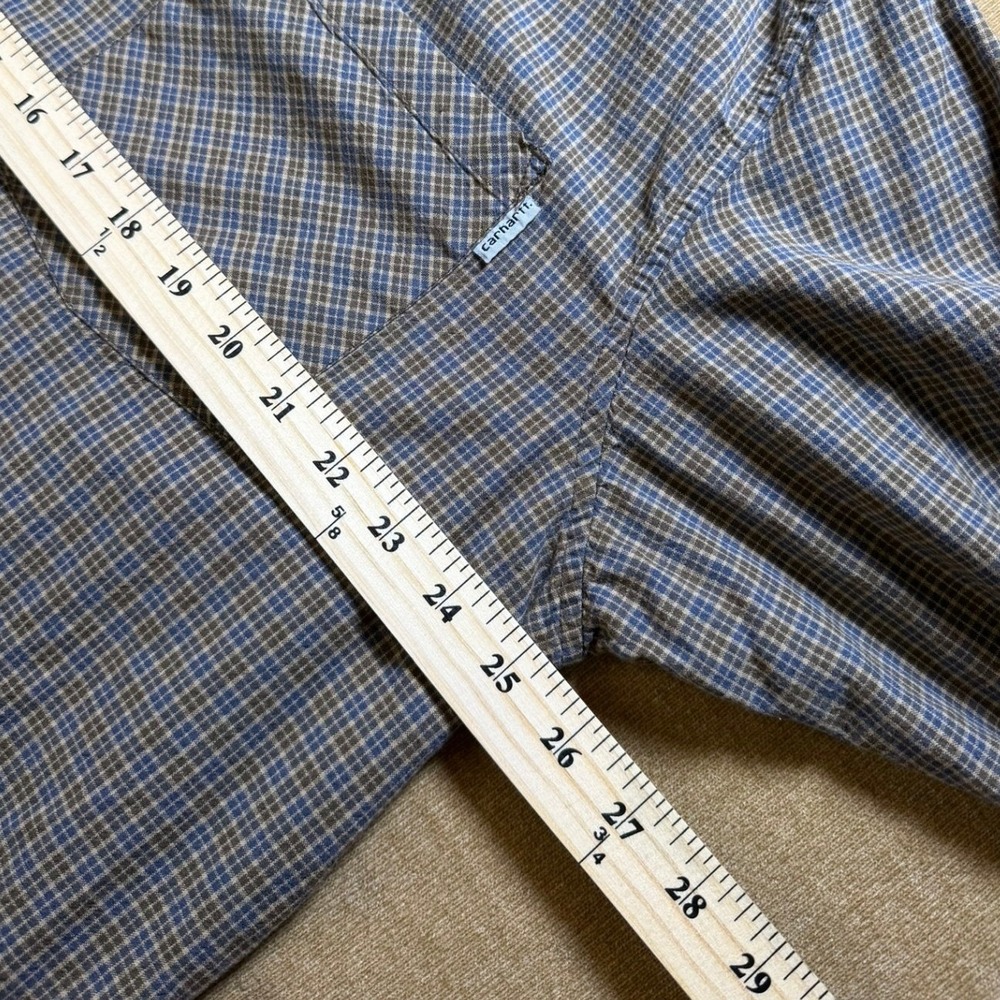 Carhartt Button Down Shirts XL 1 Burgundy & 1 Plaid 2 Pack Bundle Long Sleeve - Picture 5 of 7